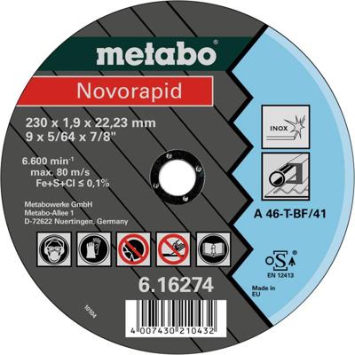 Metabo doorslijpschijf "novorapid cutting discs 115x1.0x22