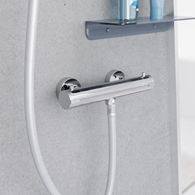 LONDON thermostatische mengkraan douche, chroom keramisch ½" (Ø ca. 1,9 cm) ventiel bovenstuk uitwisselbaar thermostaat element temperatuurschaal met veiligheidsstop op 38°C Eco-Stop functie -