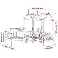 Kinderbed met huisje en bankje massief grenenhout wit 80x200 cm - thumbnail