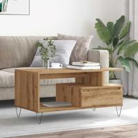 Salontafel 90x49x45 cm bewerkt hout artisanaal eikenkleurig - thumbnail