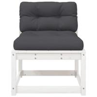 Tuinbanken met kussens 2 st massief grenenhout wit - thumbnail