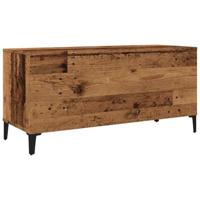 Platenkast 100x38x48 cm bewerkt hout oud houtkleurig - thumbnail