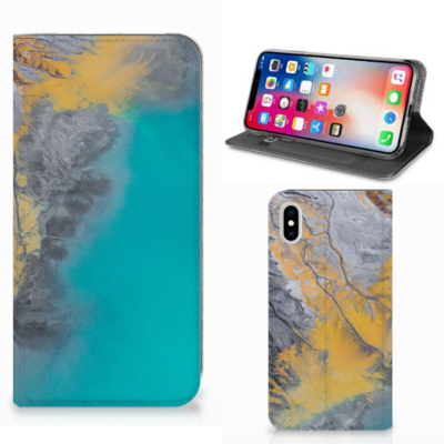 Apple iPhone Xs Max | Standcase | Marble Blue Gold Apple iPhone Xs Max | Standcase | Marble Blue Gold