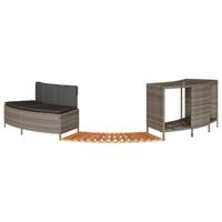 Hottub-ombouw poly rattan massief acaciahout grijs - thumbnail