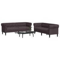 2-delige Loungeset stof donkerbruin - thumbnail