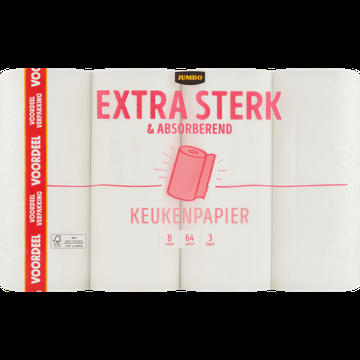 Jumbo Extra Sterk & Absorberend Keukenpapier Voordeelverpakking 3 Lagen 8 Rollen