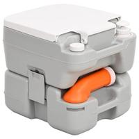 VidaXL Campingtoilet draagbaar 15+10 l hdpe grijs en wit - thumbnail