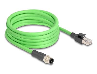 DeLOCK M12-kabel D-gecodeerd 4-pins stekker naar RJ45-stekker PUR (TPU) 5 m
