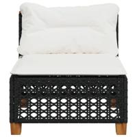 Tuinbank zonder armleuning met kussens poly rattan zwart - thumbnail