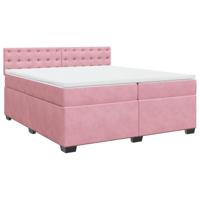 Boxspring met matras fluweel roze 200x200 cm - thumbnail