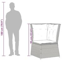 Tuinhoekbank met kussens poly rattan grijs - thumbnail