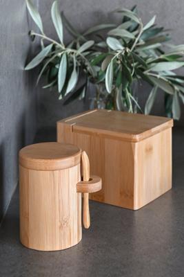 Zoutvaatje met deksel DKD Home Decor Natuurlijk Bamboe 10 x 13 x 10 cm