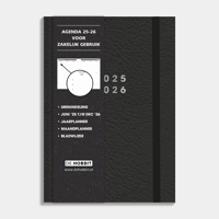 A5 Afsprakenagenda 2025 - 2026 Lederlook Zwart - thumbnail