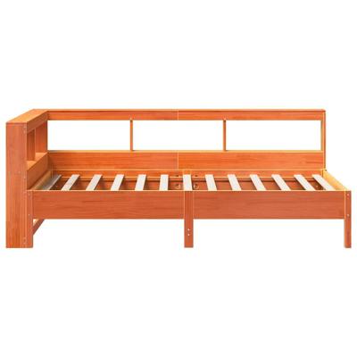 Bed met boekenkast zonder matras grenenhout wasbruin 90x190 cm - thumbnail
