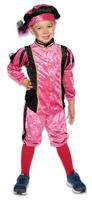 Piet kostuum kind velours roze/zwart - thumbnail
