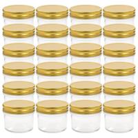 VidaXL Jampotten met goudkleurige deksels 24 st 110 ml glas - thumbnail