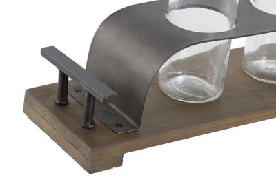 Vaas DKD Home Decor Bruin Zwart Metaal Kristal 45 x 11 x 22 cm (3 Onderdelen)