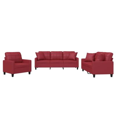 4-delige Loungeset met kussens fluweel wijnrood - thumbnail