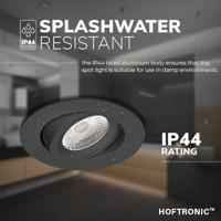 Set van 6 Salerno LED inbouwspots - 8W 650 lumen - 2700K warm wit - Dimbaar - Rond - Kantelbaar - IP44 waterdicht - Zwart - Voor binnen, buiten en badkamer - thumbnail