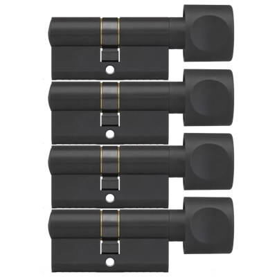 DOM Zwarte knopcilinder Plura 30/30mm - SKG 3 sterren - 3 gelijksluitende knopcilinders
