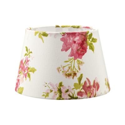 Lampenkap rond schuin | taps | katoen | stoffen lampenkap voor tafellamp | lampenkap met E27 fitting | Ø20cm H13cm | bloemen print | creme