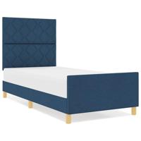 Bedframe met hoofdeinde Blauw 100 x 200 cm Stof - thumbnail