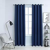 VidaXL Gordijn verduisterend met metalen ringen 2 st 140x175 cm blauw - thumbnail