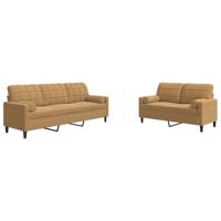 2-delige Loungeset met kussens en bolsters fluweel bruin - thumbnail