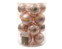 16 Kerstballen glas emaille-mat 80mm poederroze KSD - Ksd - thumbnail
