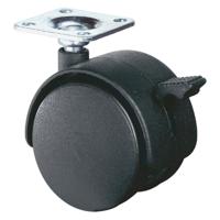 BS Rollen Dubbel zwenkwiel met rem | wiel-d. 40 mm draagvermogen 30 kg | met schroefplaat | polyamide zwart RAL 9005 | 1 stuk - F85.040.PL F85.040.PL - thumbnail