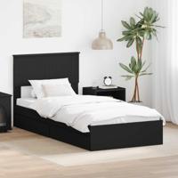 Bedframe met lade met hoofdeinde Zwart 90 x 190 cm Bewerkt hout - thumbnail