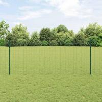 VidaXL Hek met paal groen 1 x 25 m staal en pvc - thumbnail