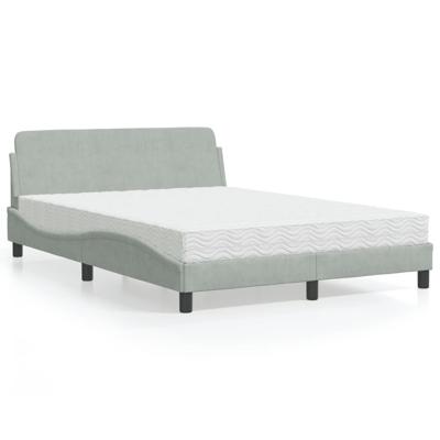 Bed met matras fluweel lichtgrijs 120x200 cm - thumbnail