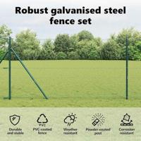 VidaXL Afrasteringspaal groen 10 x 1,2 m (50 mm gaas) staal en pvc - thumbnail