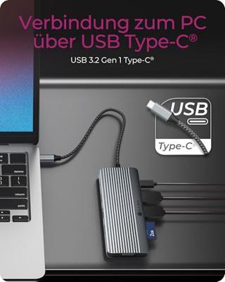 ICY BOX IB-DK4040a-CPD Bedraad USB 3.2 Gen 1 (3.1 Gen 1) Type-C Aluminium, Zilver