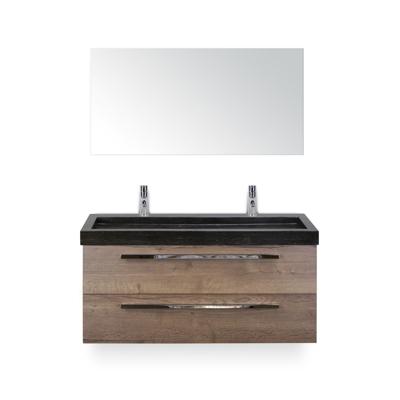 Seville Badmeubelset 120 cm - 2 laden Tabacco - Wastafel Lucca Enkel - met Spiegel