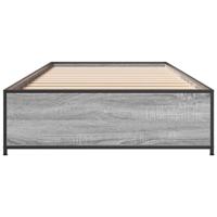 Bedframe bewerkt hout en metaal grijs sonoma eiken 75x190 cm - thumbnail