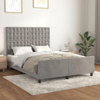 Bedframe zonder matras 140x190 cm fluweel lichtgrijs - thumbnail