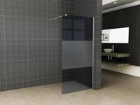 Inloopdouche Wiesbaden Slim Rookglas met Middenband 90x200 8mm Nano Coating - thumbnail