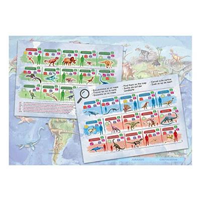 Puzzel wereldkaart dino's - 150 stuks - EDUCA blauw