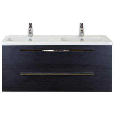 Seville Badmeubelset 120 cm - 2 Laden Black Oak - Wastafel Djazz Dubbel