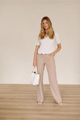 Lexie LONG bonded trousers - latte - 94810
