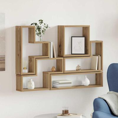Muur Cube artisanaal eikenkleurig 96 x 12 x 64 cm Bewerkt hout