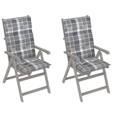 vidaXL Tuinstoelen 2 st verstelbaar met kussens massief acaciahout