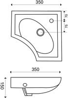 Saqu Form Hoekfontein 1 kraangat 35x35 cm Wit - thumbnail