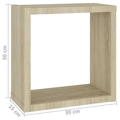 Wandschappen kubus 2 st 30x15x30 cm sonoma eikenkleurig