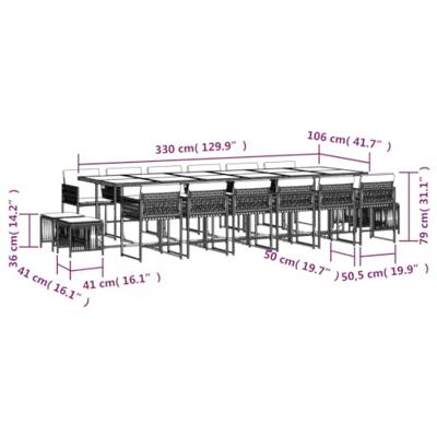 17-delige Tuinset met kussens poly rattan gemengd beige