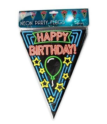 Neon Vlaggenlijn Happy Birthday - 10m