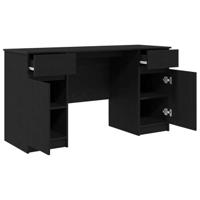 Bureau met lade Zwart eiken 140 x 49 x 76 cm Bewerkt hout - thumbnail