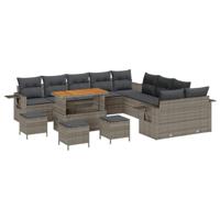 Tuinbankenset 14 pcs Grijs poly rattan - thumbnail